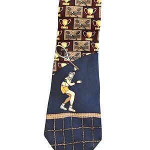 Polo by Ralph Lauren Navy and Gold Tennis Theme Tie